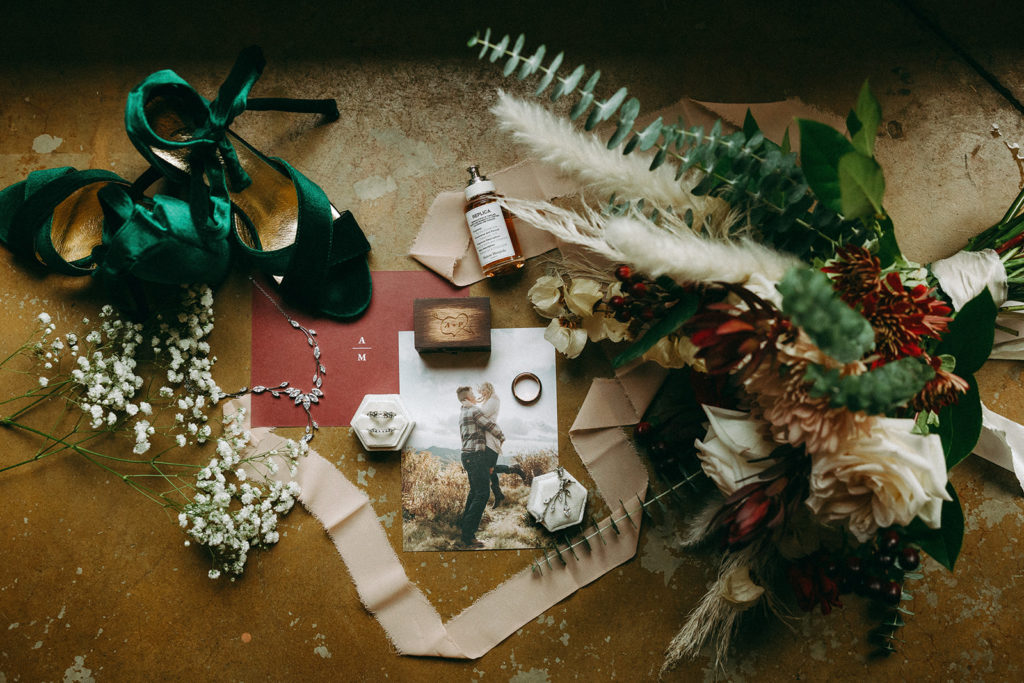 wedding details flat lay photography