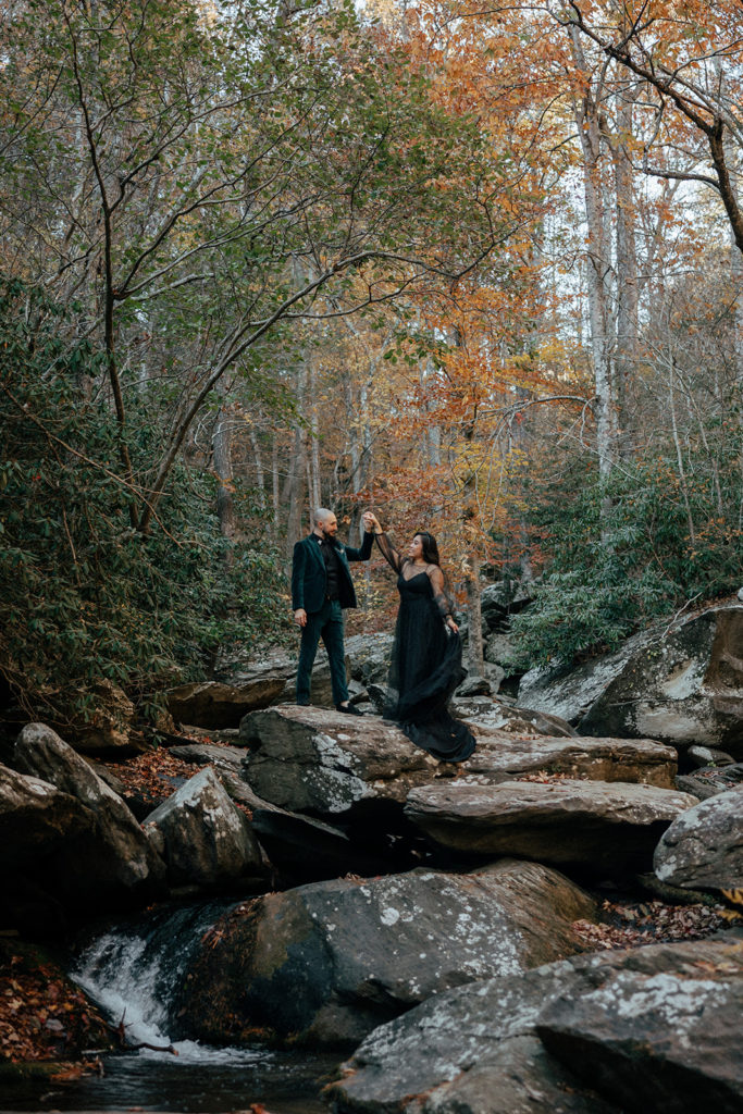 the bride and groom walking hand in hand for elopement wedding photography