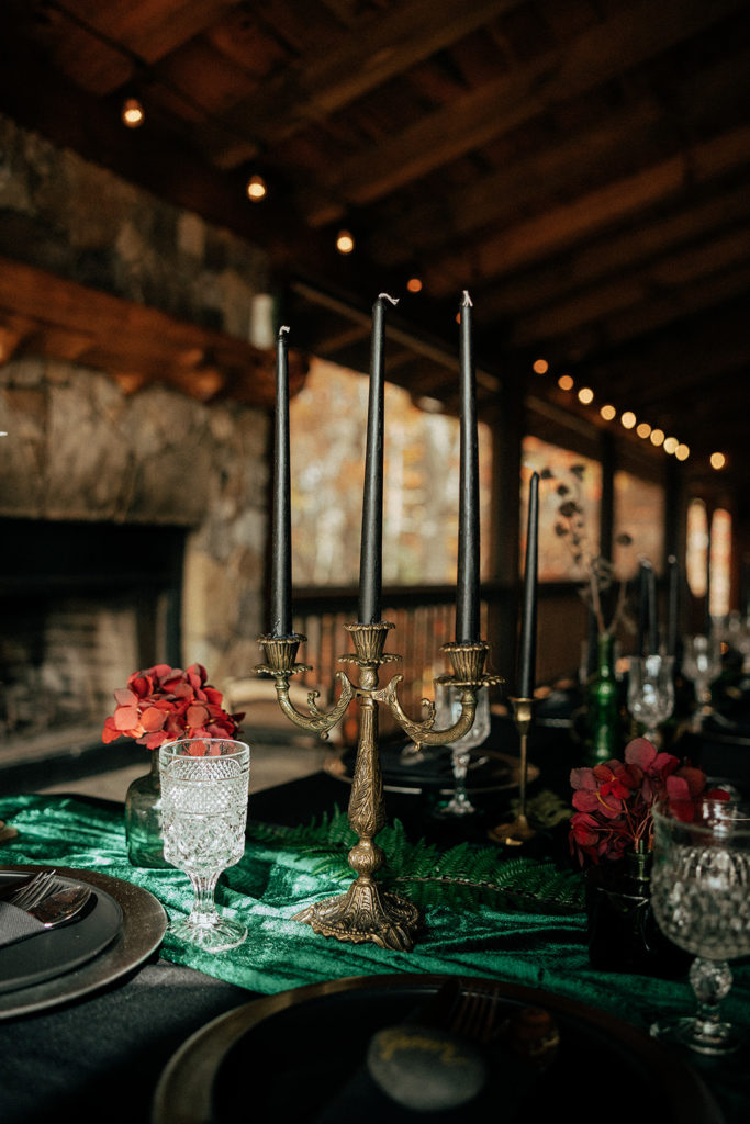 the candle holder and wedding table decorations in Mineral Bluff